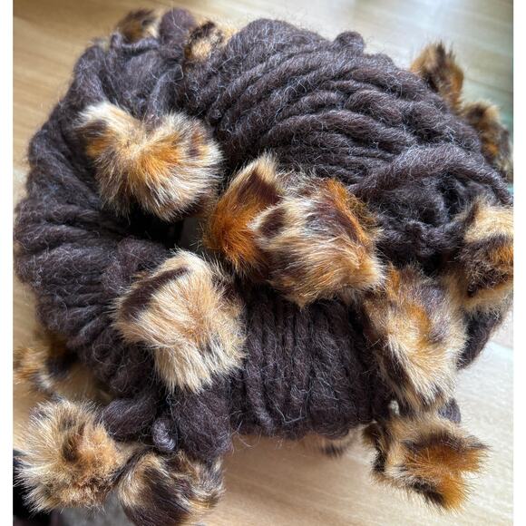 U-Knitted Nations Brown Yarn With Fuzzy Leopard Pearls, 70 Yards, Pagewood Farm - Picture 2 of 2